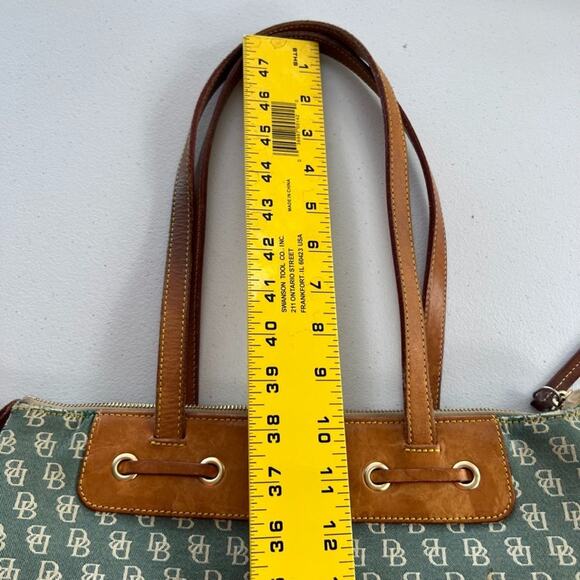 Dooney & Bourke Satchel Handbag Signature DB Denim Leather Trim Carry On Bag - Picture 6 of 16